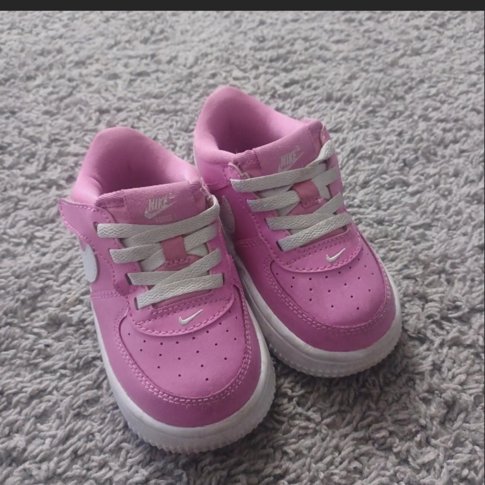 Nike Pink and White Glitter Sneakers with Velcro